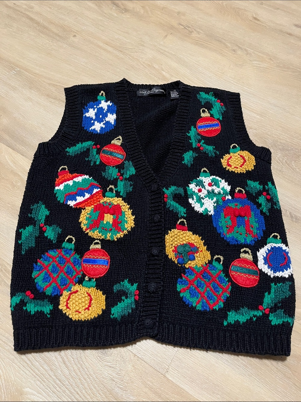 Vintage Christmas Knitted Vest Small